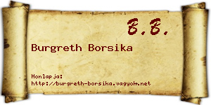 Burgreth Borsika névjegykártya
